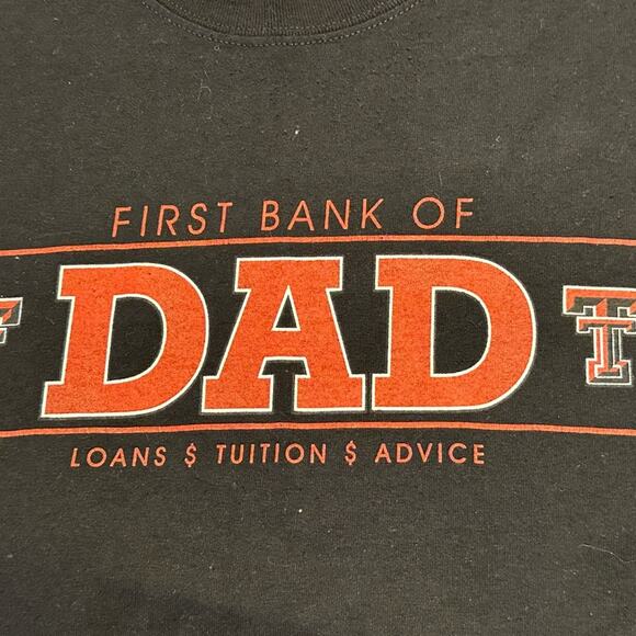 Texas Tech Men’s XL Black 'First Bank of Dad' Short Sleeve T-Shirt - Picture 4 of 5